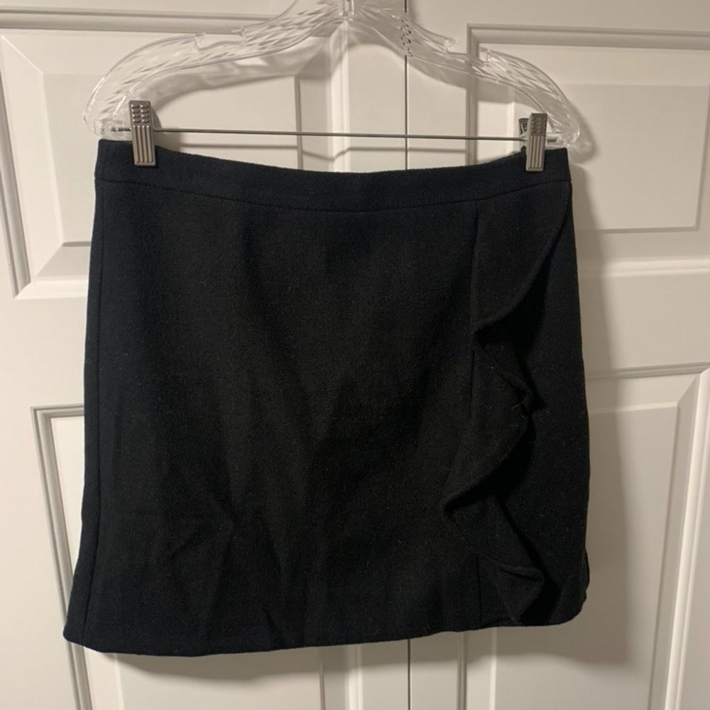 Black Wool Ruffle Skirt J Crew NWT - 10